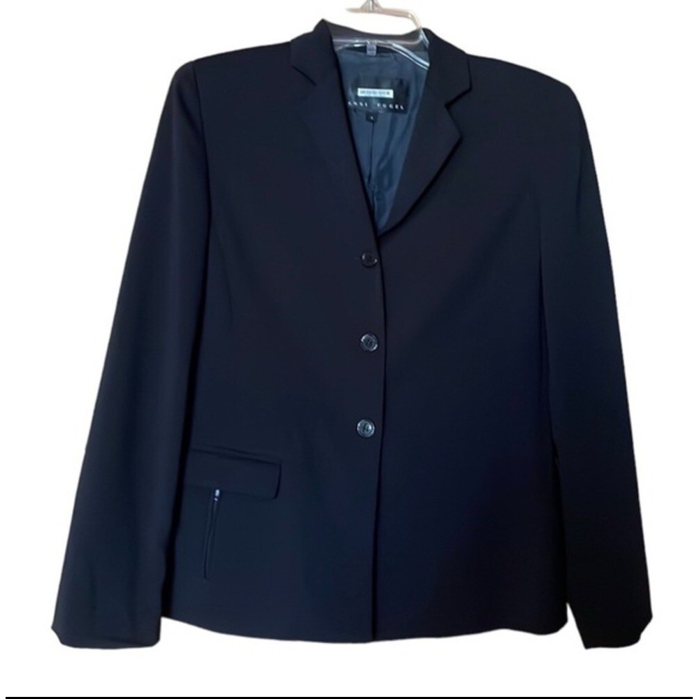 Yansi Fugel Women's Black Blazer Size 4 Suit Jacket‎ Office Minimalist USA Made